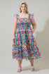 Orlena Floral Emy Smocked Midi Dress Curve